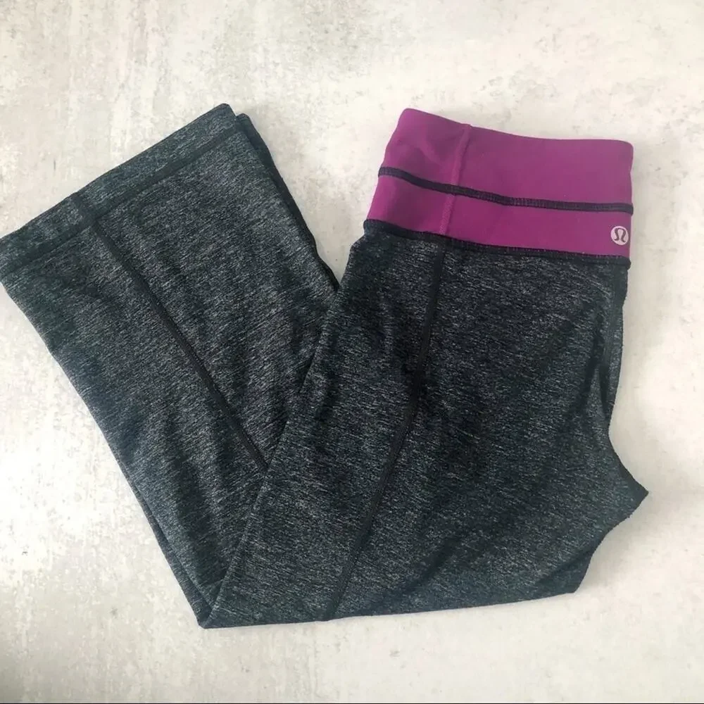 Lululemon Gray & Magenta Purple Cropped Leggings